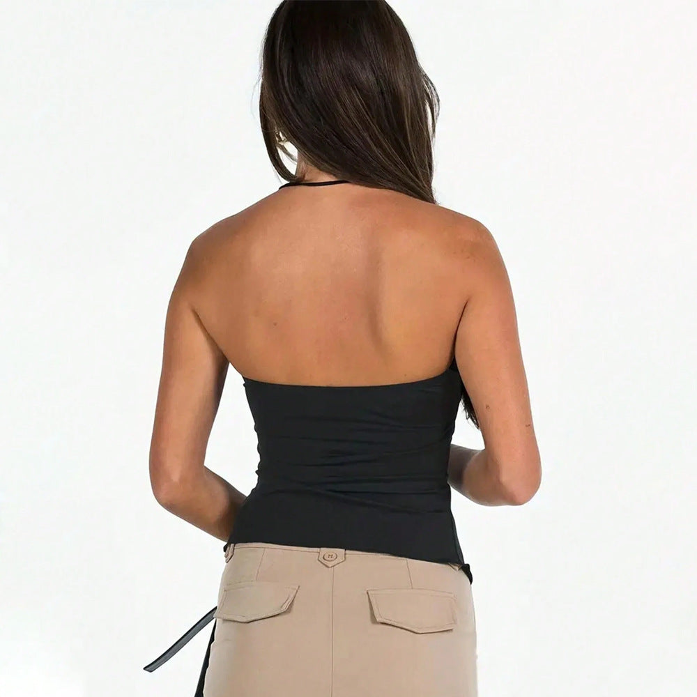 Damen Rüschen- Asymmetrisch Mit Bindeband