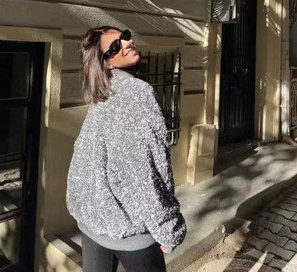 Damen Fleecejacke Strukturiert Weit Schnitt Eveloria