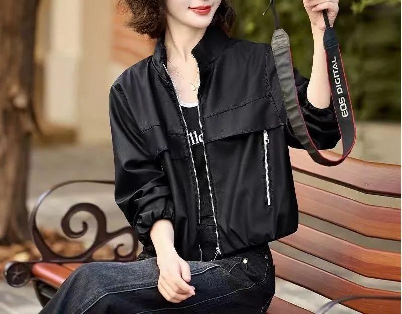 Damen Lederjacke Edel Leder Hochkragen Eveloria