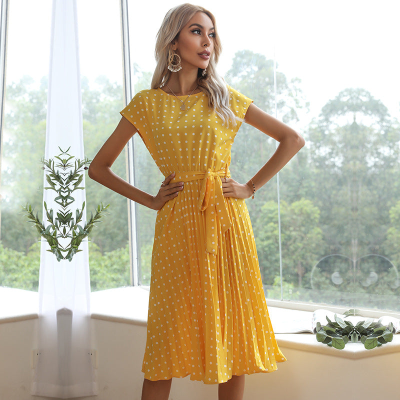Damen Sommerkleid Rüschendetails Taillengürtel Eveloria