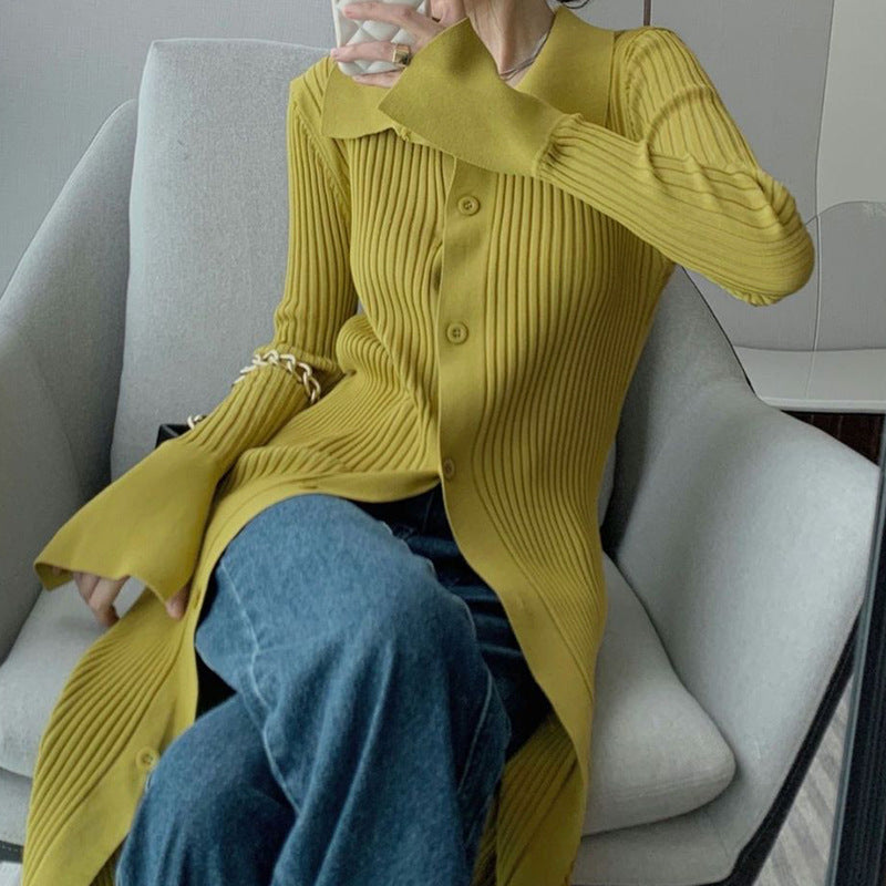 Damen Strickhemd Langärmlig Rippdesign Eveloria