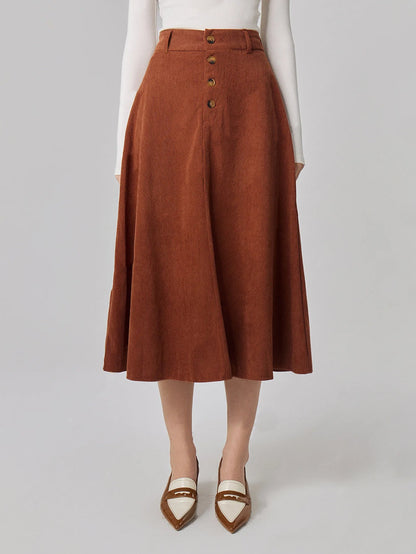 Damen A-Linie Midi-Rock mit Knöpfen Elegant