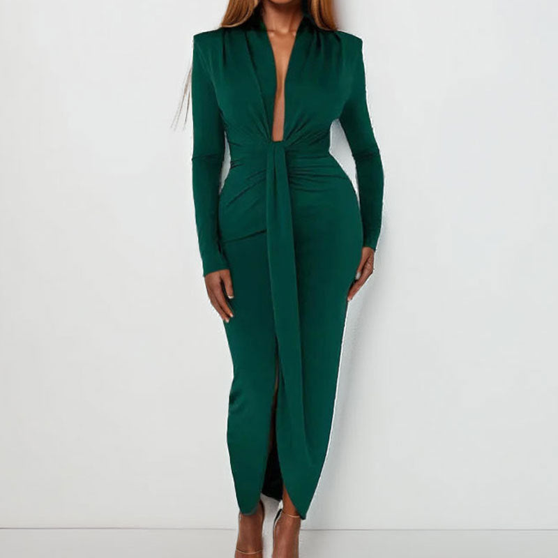Damen Wickelkleid V-Ausschnitt Elegant Schlitz Eveloria - Eveloria