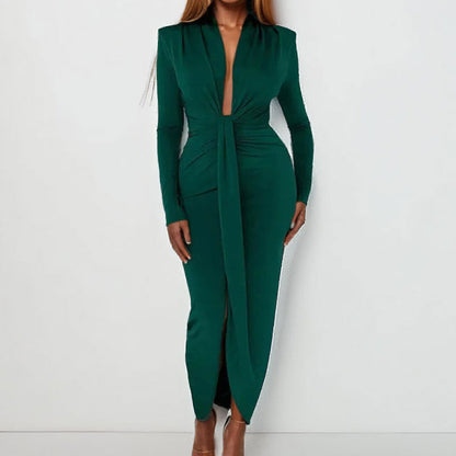 Damen Wickelkleid V-Ausschnitt Elegant Schlitz Eveloria - Eveloria