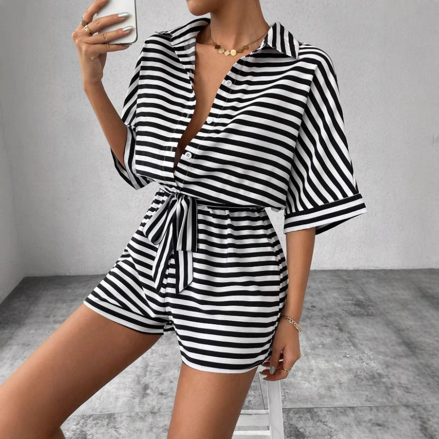 Damen Kurzoverall Gestreift von Eveloria