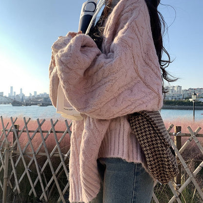 Damen Strickpullover Voluminöse Ärmel