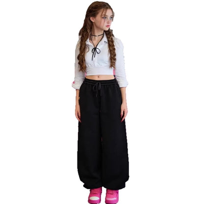 Damen Sweatpants Elastischer Bund Weites Bein