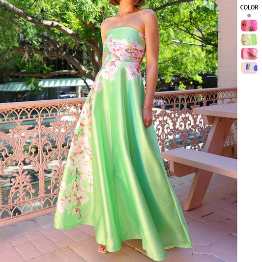 Damen Maxikleid Ohne Träger Floralmuster Eveloria - Eveloria
