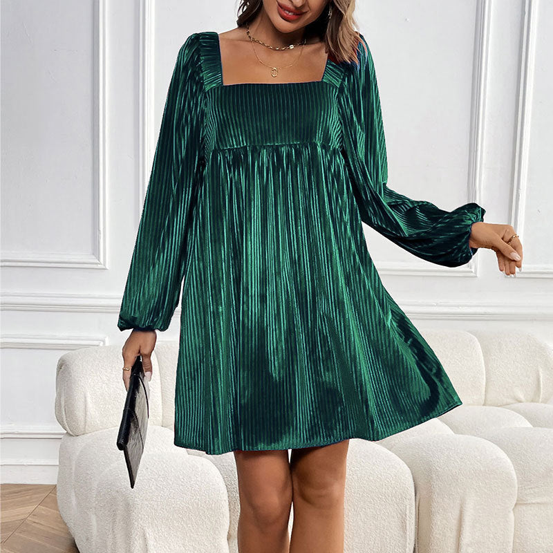 Damen Oversized Kleid Cordstoff Rüschendetail