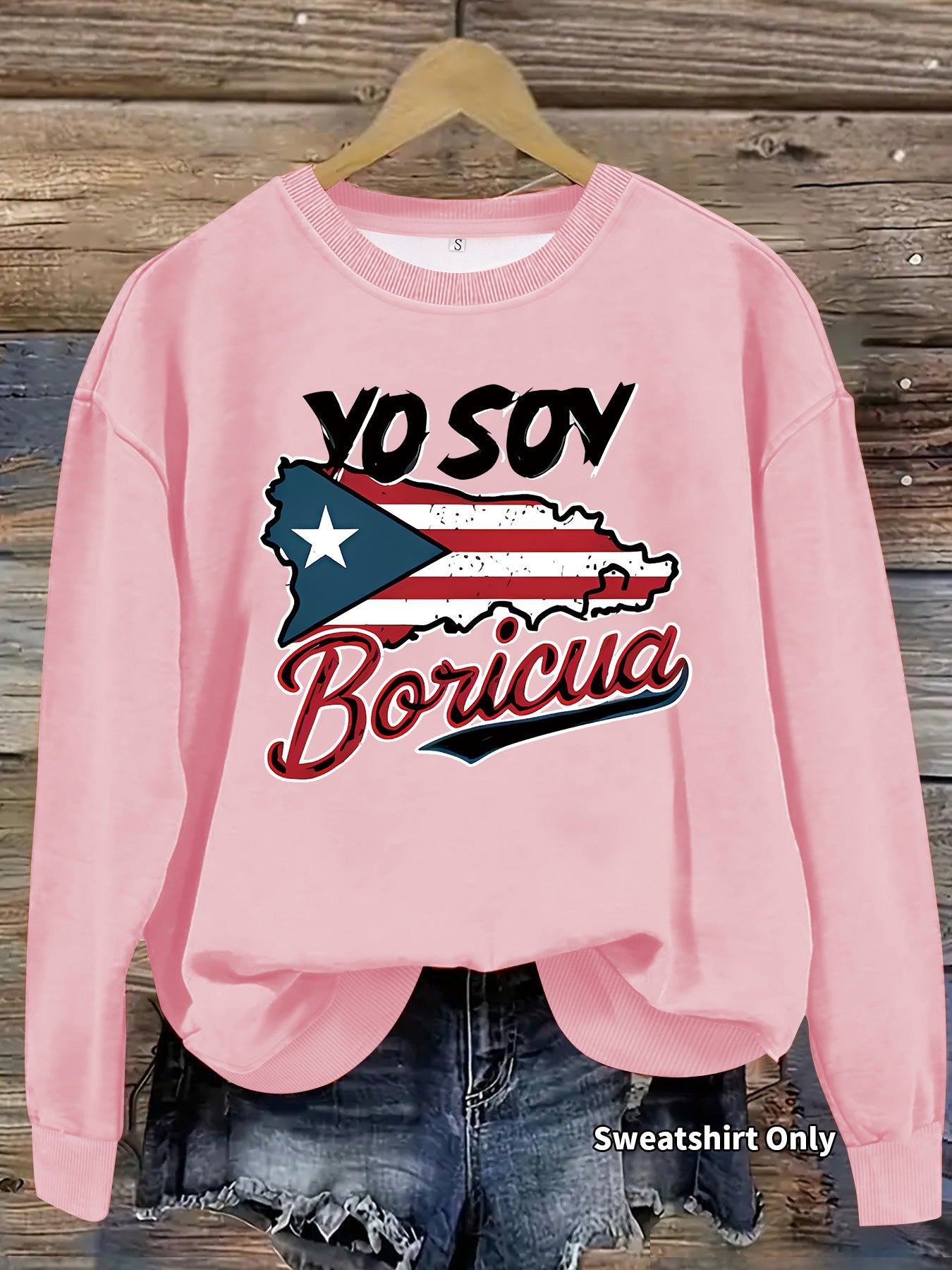 Damen Sweatshirt Puerto Rico Design Lässig Grün