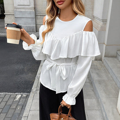Damen Bluse RüschenDetails Tailliert Eveloria