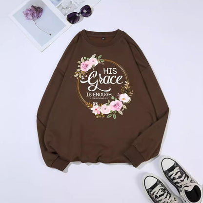 Damen Sweatshirt Florales Design Motivierender Schriftzug Eveloria