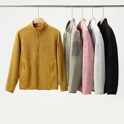 Eveloria Damen Fleecejacke Reißverschlusstaschen Hochkragen