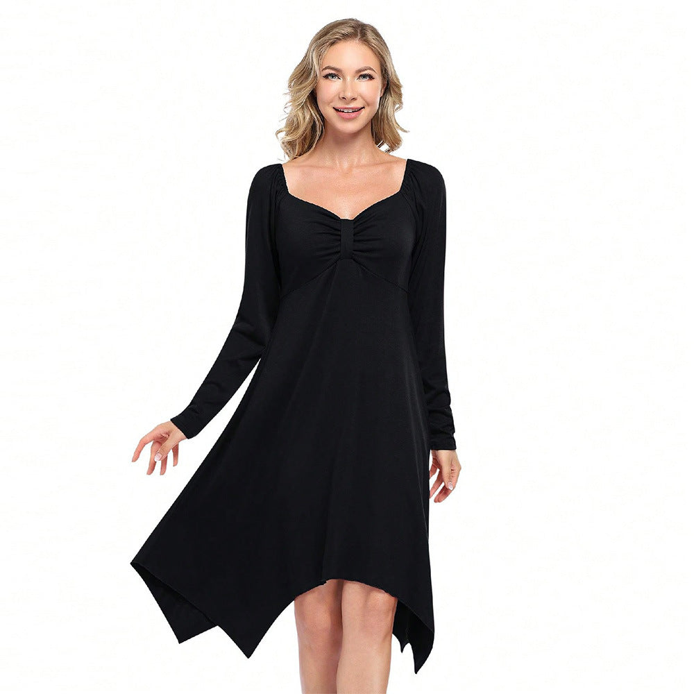 Damen Longkleid Asymmetrisch Langarm Gerafftes Oberteil Eveloria - Eveloria