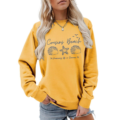 Damen Sweatshirt Maritimes Motiv Bequamer Schnitt Grau Eveloria
