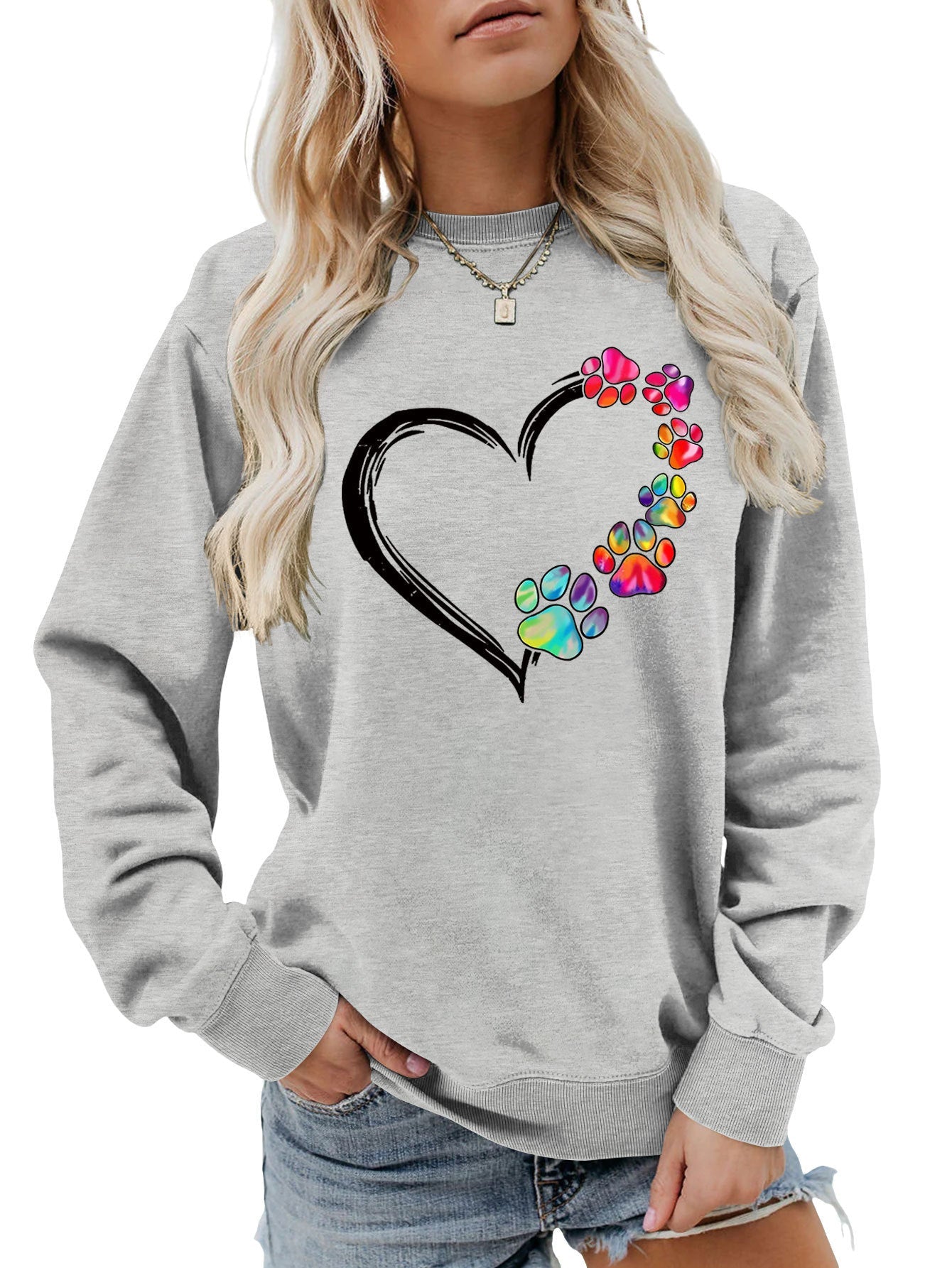 Damen Sweatshirt Pfotenherz-Design Eveloria