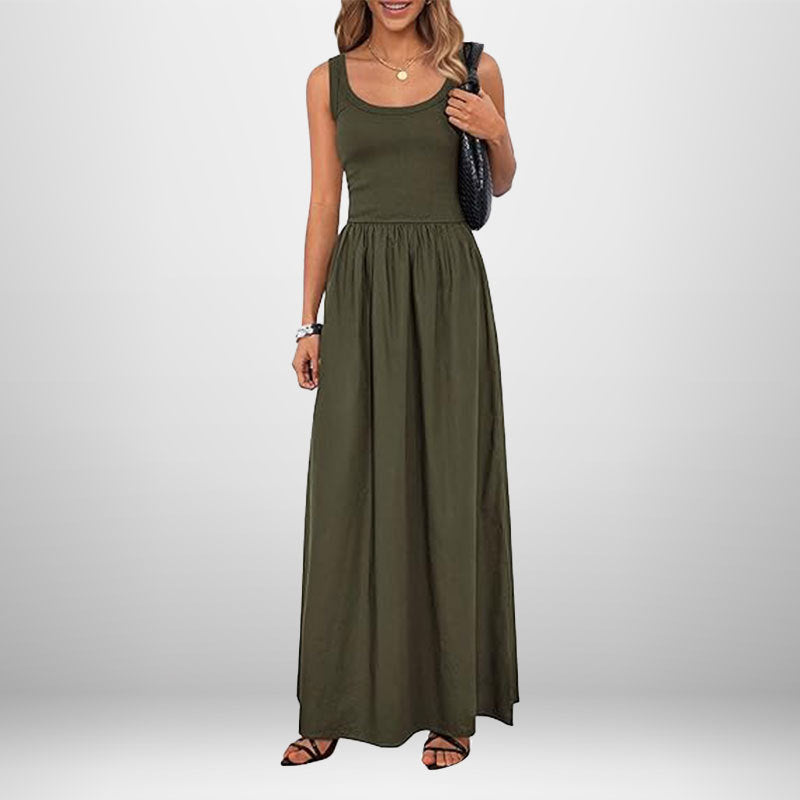 Damen Maxikleid Baumwolle Elastisch