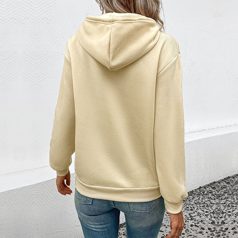 Damen Kapuzenpullover Tier-Design Herz-Muster Kängurutaschen