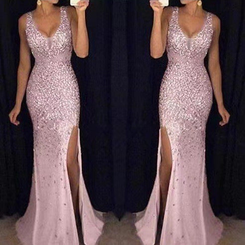 Damen Abendkleid Glitzernd Tiefes Dekolleté Figurbetonter Schnitt - Eveloria