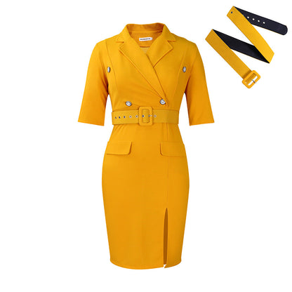 Damen Blazer-Kleid mit Gürtel und feinen Details Eveloria