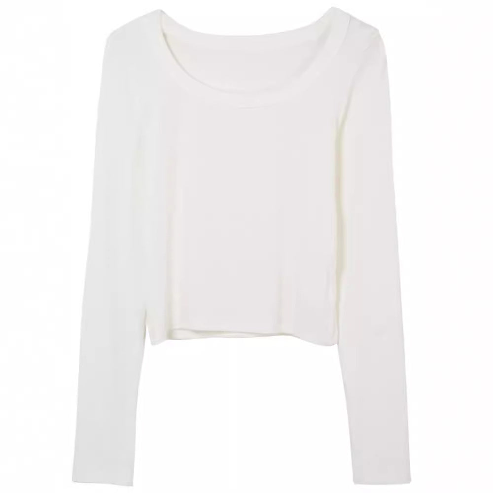 Damen Langarmshirt Figurbetont Weiter Ausschnitt Eveloria
