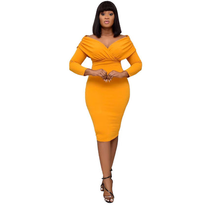 Damen Cocktailkleid Off-Shoulder Rüschendetails Eveloria