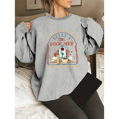 Damen Sweatshirt Buchladen-Motiv Eveloria