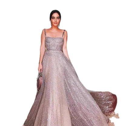 Damen A-Linien Kleid Glitzernd mit Spaghetti-Trägern