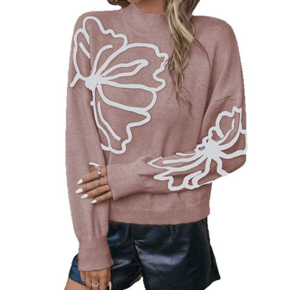 Damen Strickpullover Florales 3D-Design