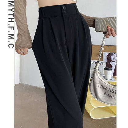 Damen Klassische Taillenhose Elegant Faltenwurf