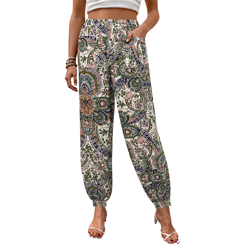 Damen Palazzo-Hose Floralmuster Elastischer Bund Eveloria