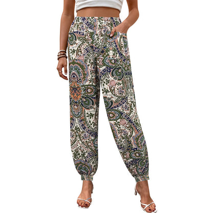 Damen Palazzo-Hose Floralmuster Elastischer Bund Eveloria