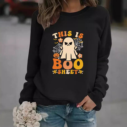 Damen Sweatshirt Herbst-Print Lässiger Schnitt Beige - Eveloria