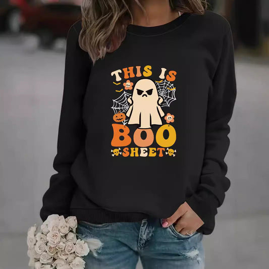 Damen Sweatshirt Herbst-Print Lässiger Schnitt Beige - Eveloria