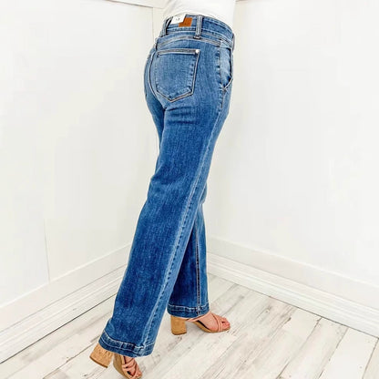 Damen High-Waist Jeans Weite Bein Eveloria