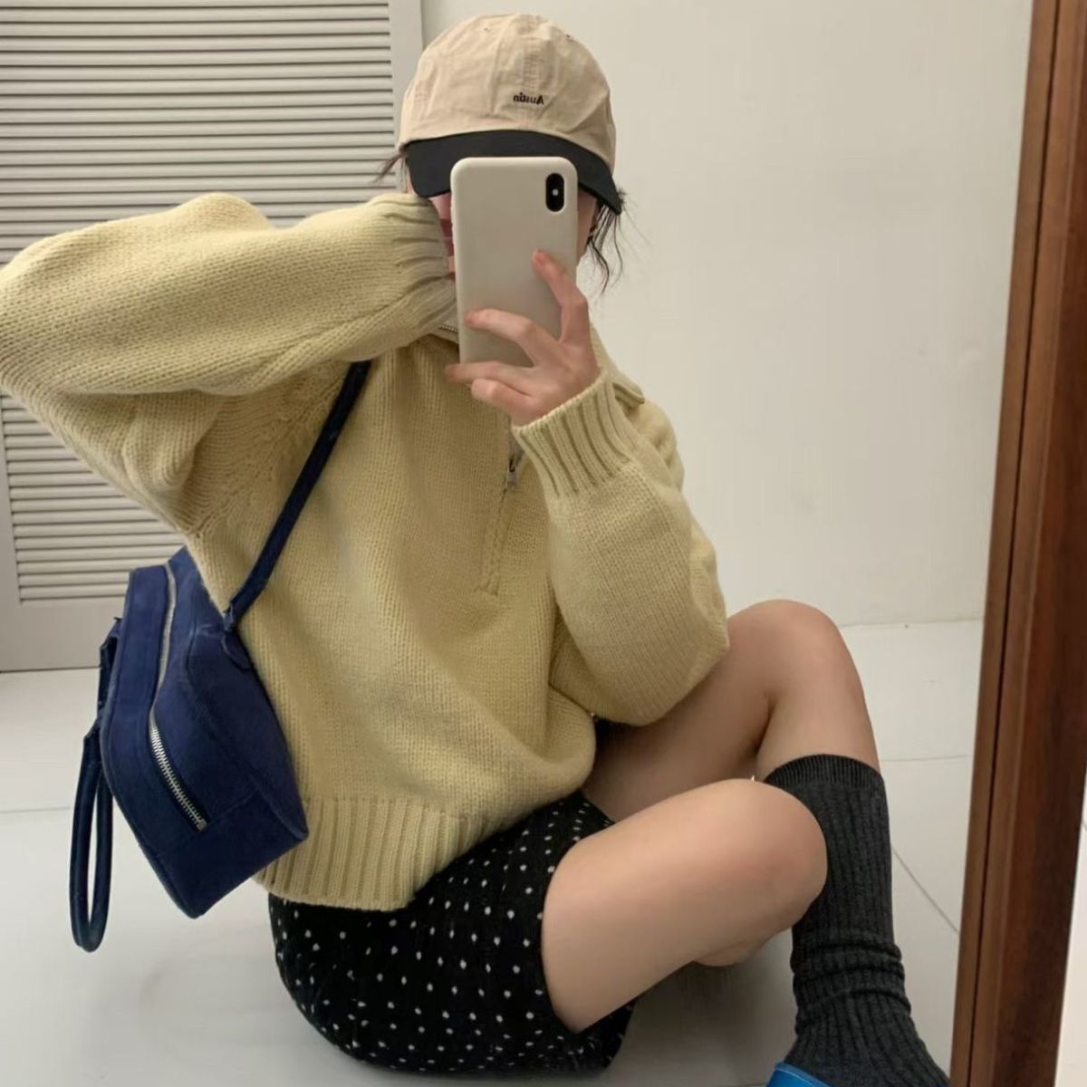 Damen Strickpullover Mit Reißverschluss Hoch Kragen Beige