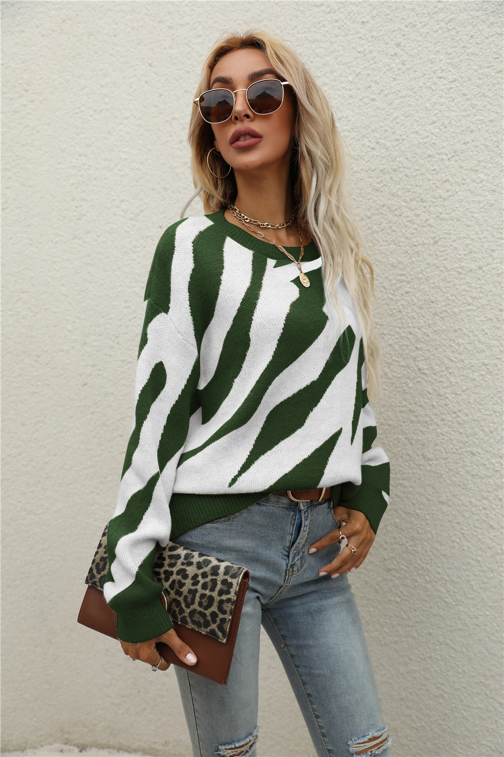Damen Strickpullover Tiermuster Innovativ