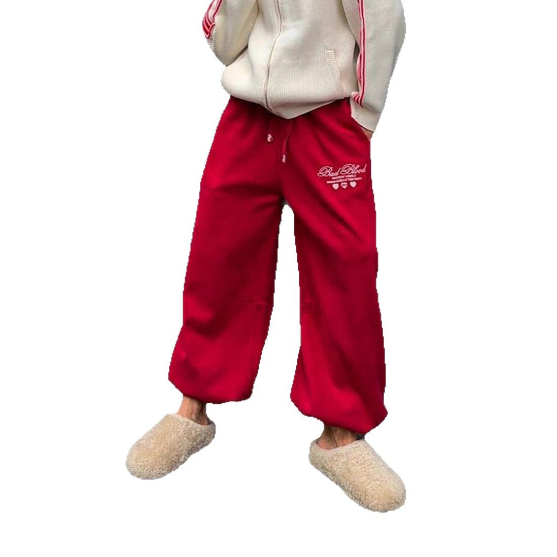 Damen Freizeithose Weites Bein Baumwolle Bequem