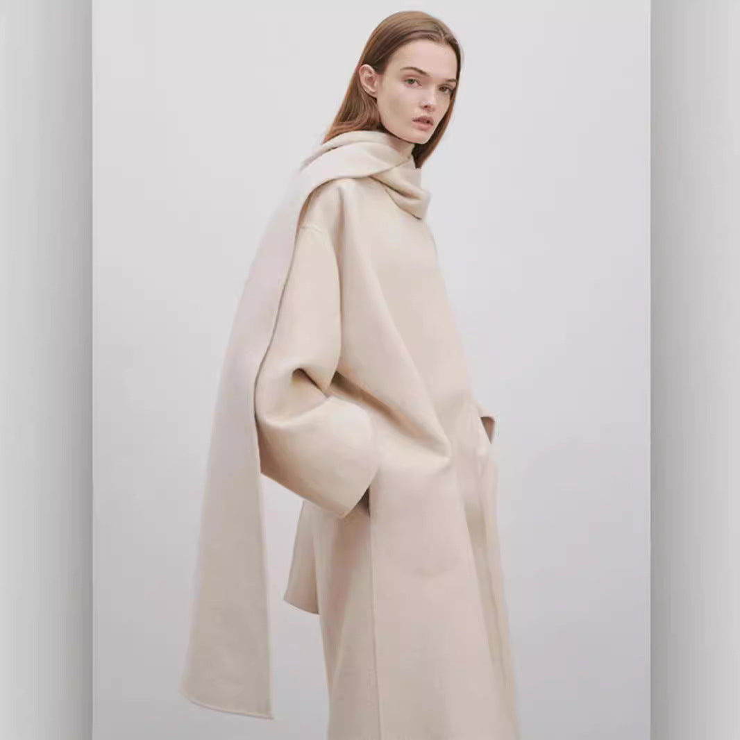 Damen Wool-Poncho mit Schal Eveloria Elegantes Design