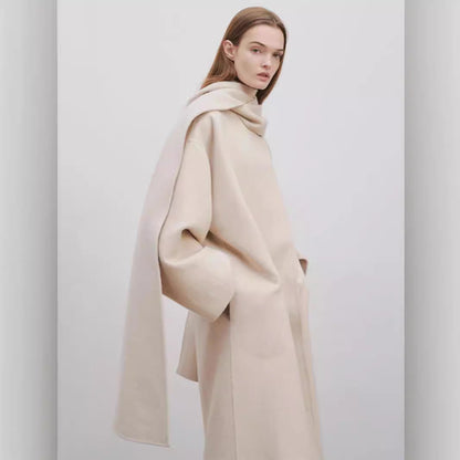 Damen Wool-Poncho mit Schal Eveloria Elegantes Design