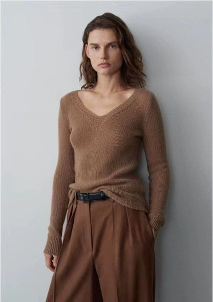 Damen Pullover V-Ausschnitt Kuschelweiß