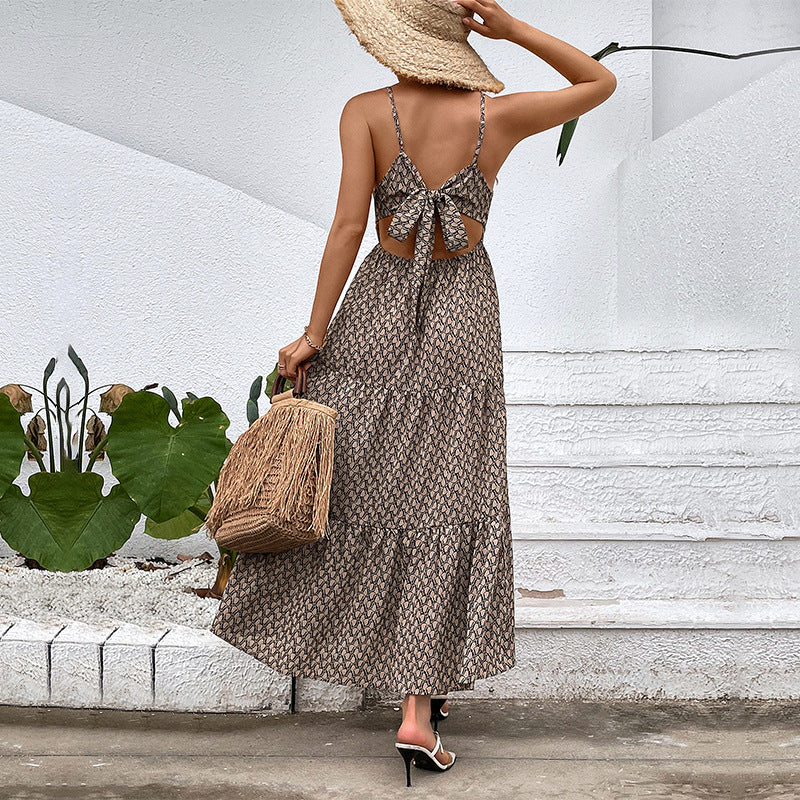 Damen Maxikleid Spaghettiträger Rüschendetails Eveloria