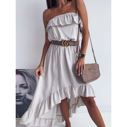 Damen Wickelkleid Volants Taillierter Gürtel Eveloria
