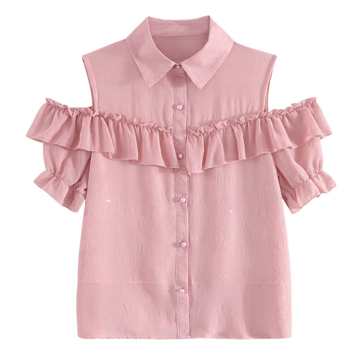 Damen Off-Shoulder Bluse Rüschendetails Weiß