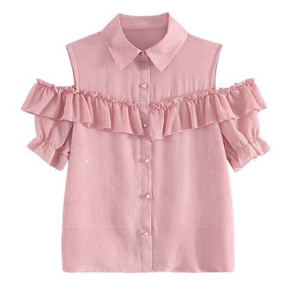 Damen Off-Shoulder Bluse Rüschendetails Weiß