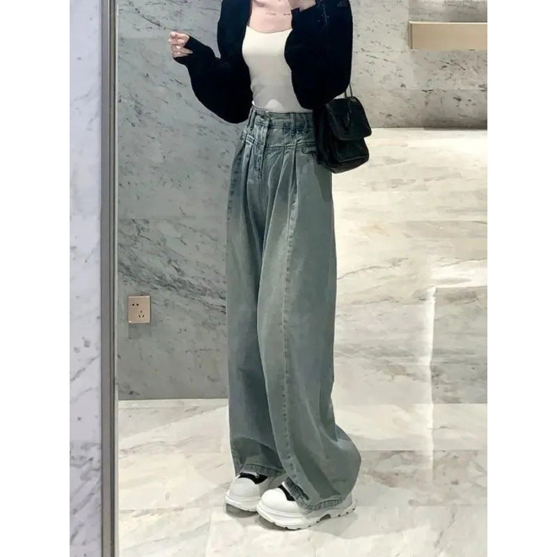 Damen High-Waist Jeans Weit Elegant Eveloria