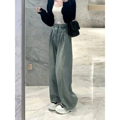 Damen High-Waist Jeans Weit Elegant Eveloria