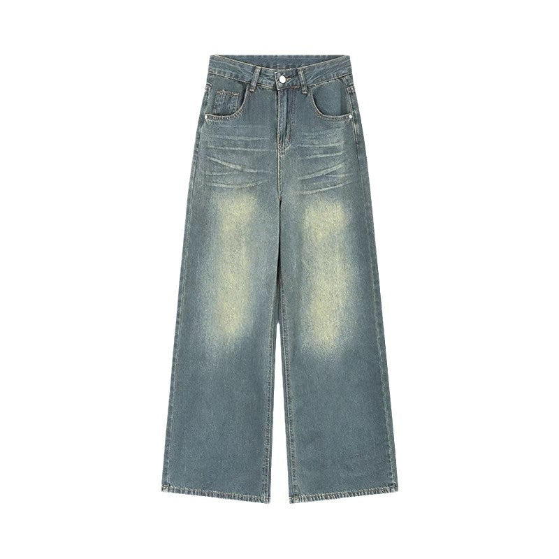 Damen Weite Jeans Vintage Effekt