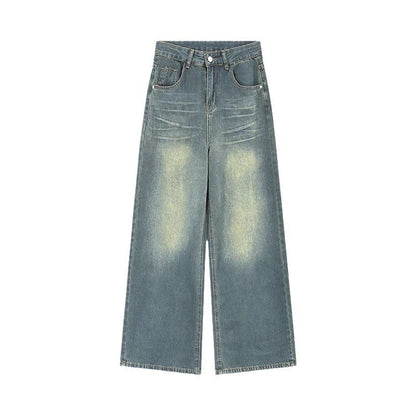 Damen Weite Jeans Vintage Effekt