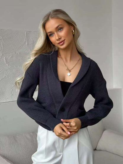Damen Strickjacke V-Ausschnitt mit Taschen Eveloria